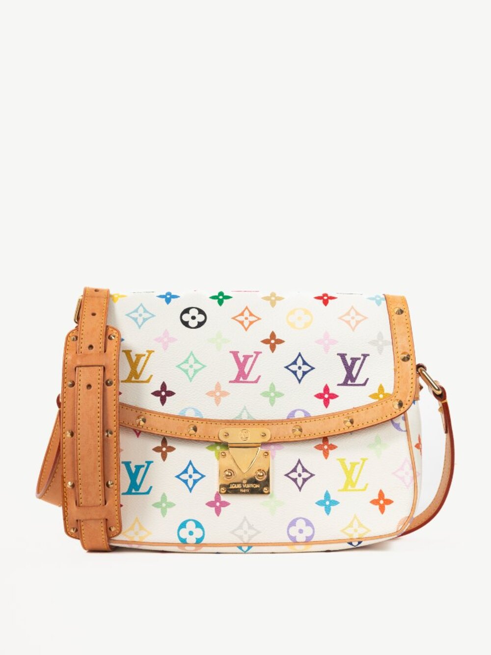 Louis Vuitton Sologne White Multicolore Monogram Studded Crossbody